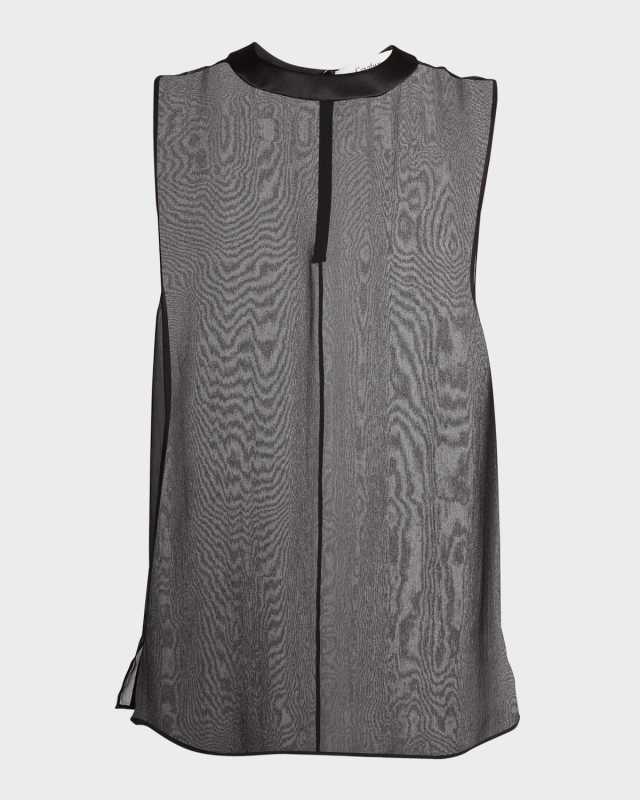 Satin-Neck Sleeveless Chiffon Top