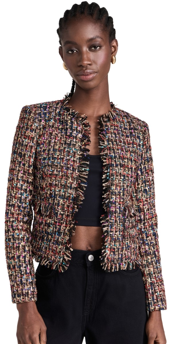 L'AGENCE Angelina Tweed Jacket Multicolor Tweed