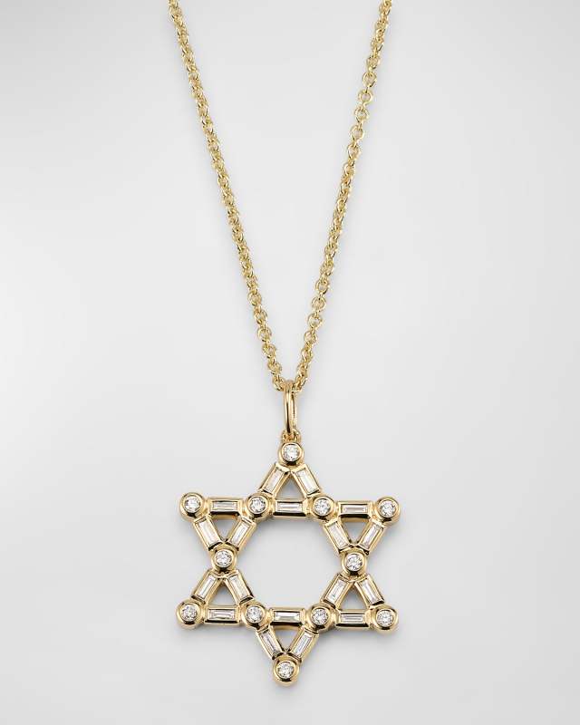 14K Gold and Diamond Star of David Pendant Necklace