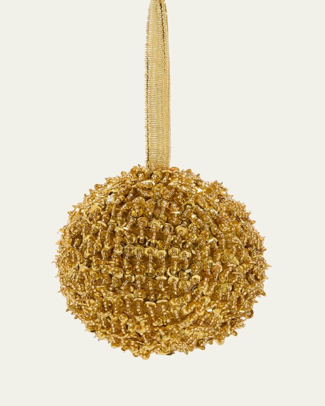 Gold Bead Sequin Ball Ornament