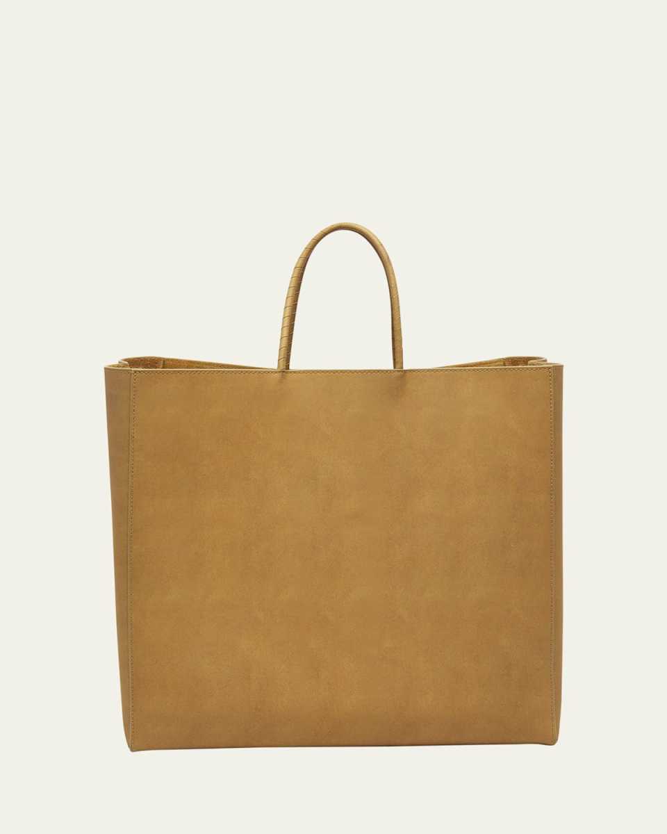 Medium Raw Paper Leather Top-Handle Bag