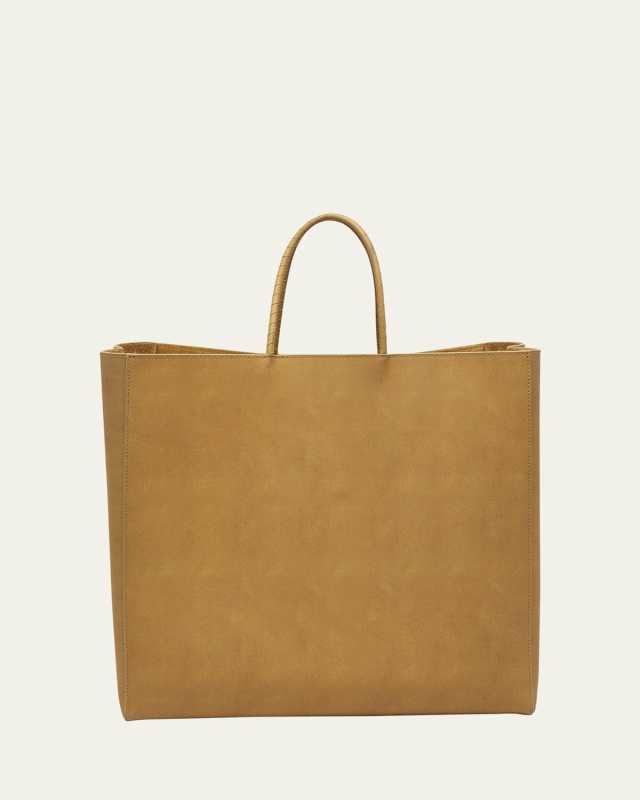 Medium Raw Paper Leather Top-Handle Bag