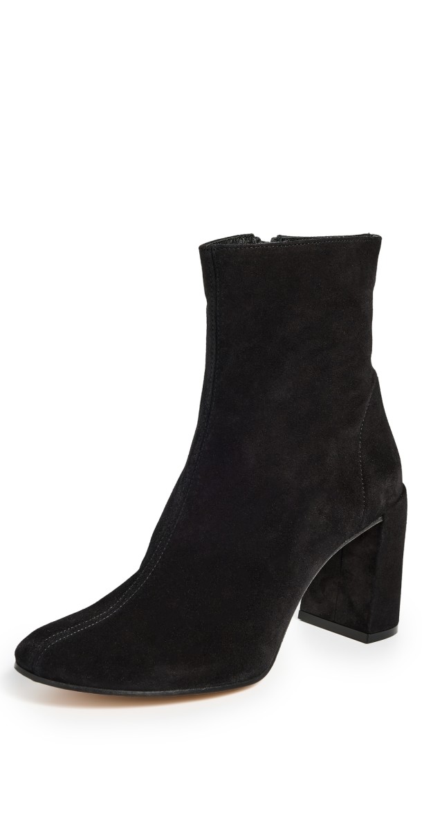 BY FAR Vlada Black Suede Leather Booties Black