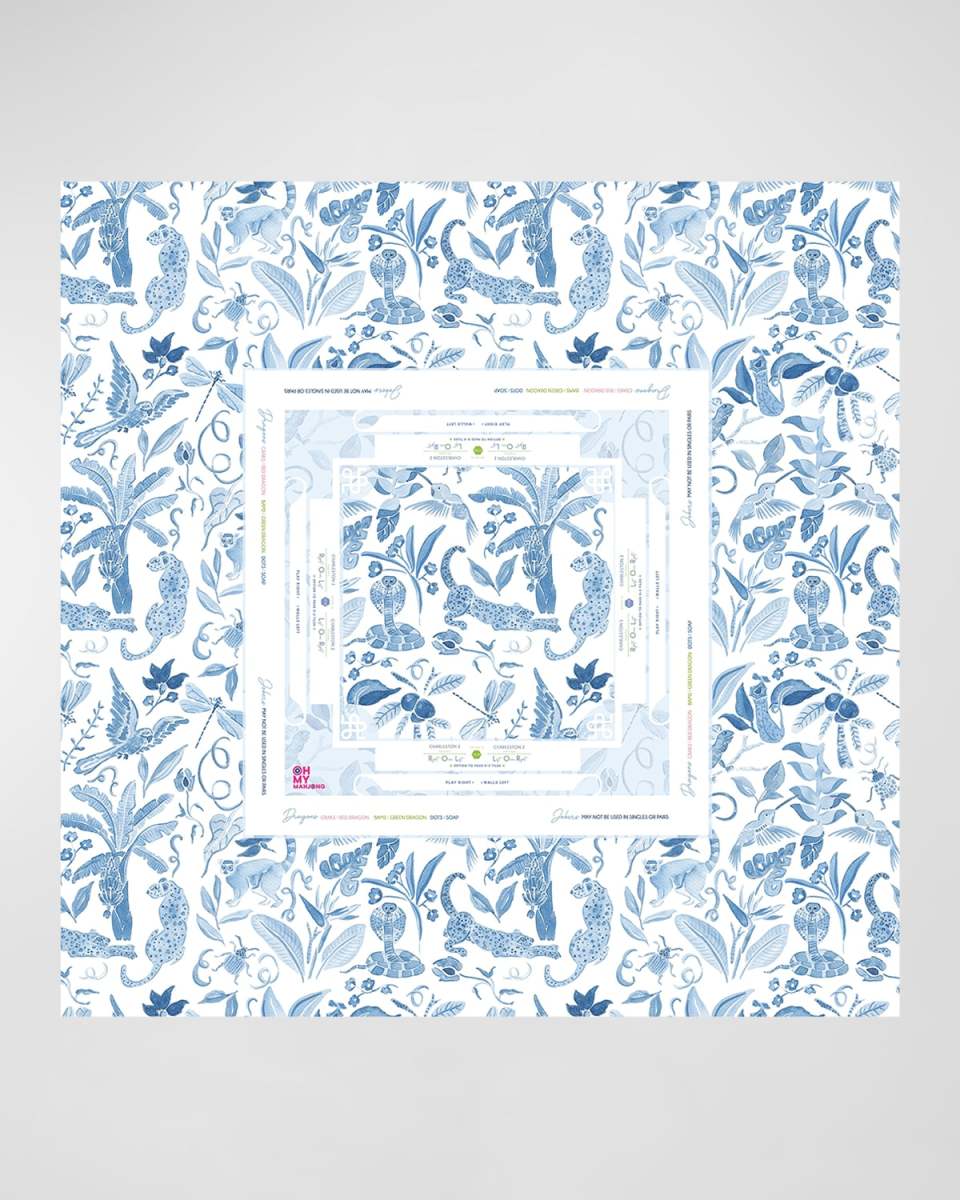 x Catherine Cartie Amazon Blue Instructional Mahjong Tablecloth, 56" Square