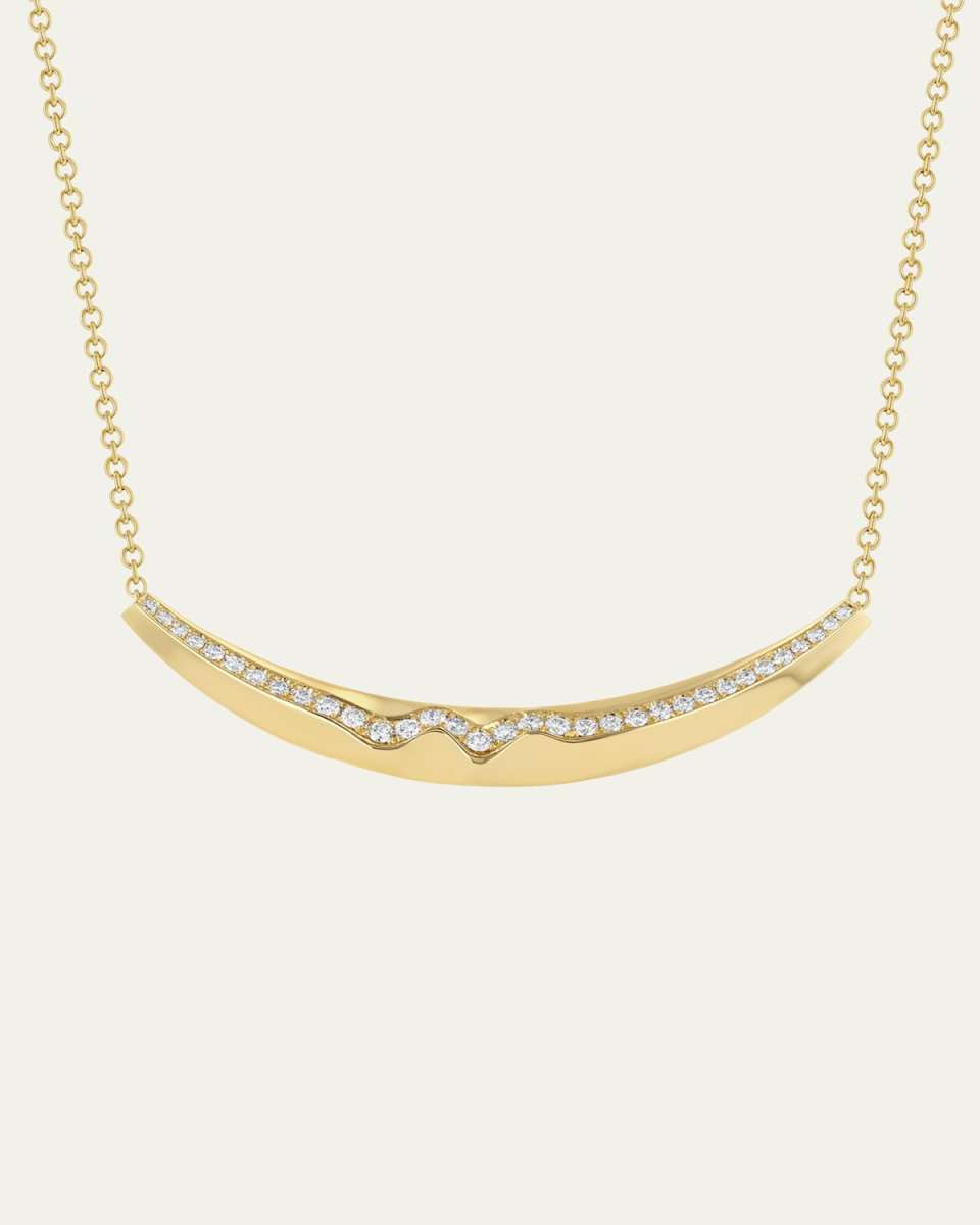 18K Yellow Gold Cable Chain Necklace with Pave Diamond Liquid Gold Slider