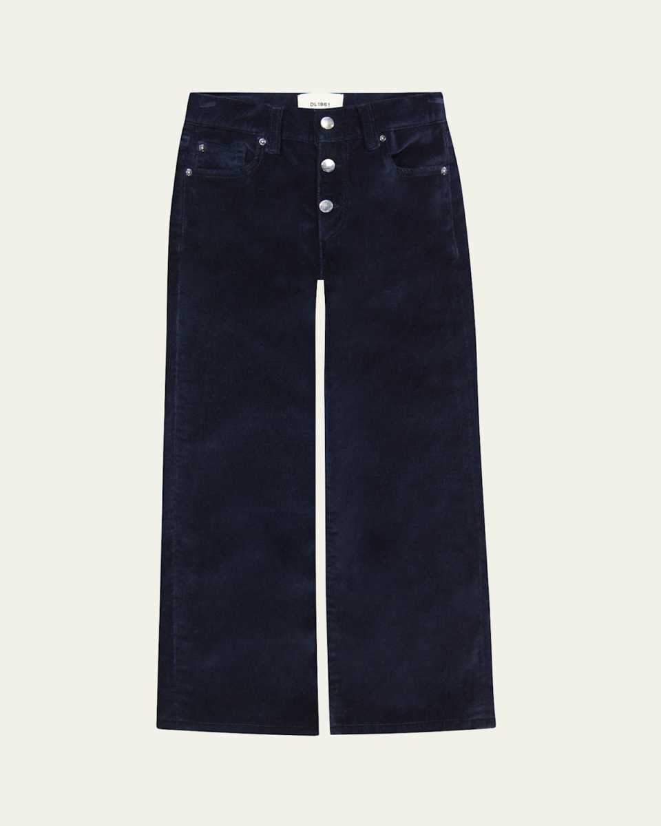 Girl's Lily Wide Leg Velvet Pants, Size 7-