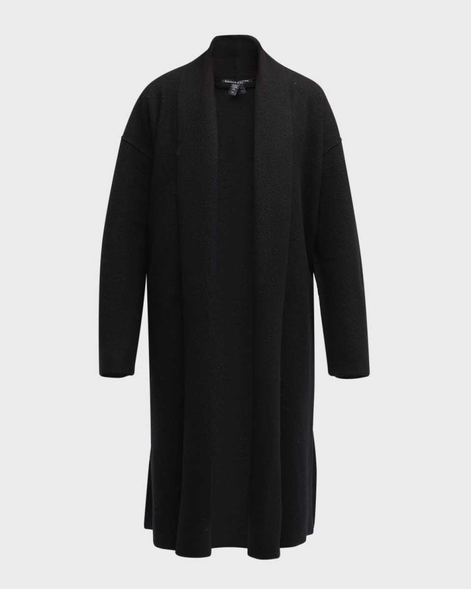 Lightweight Open-Front Boiled Wool Coat
