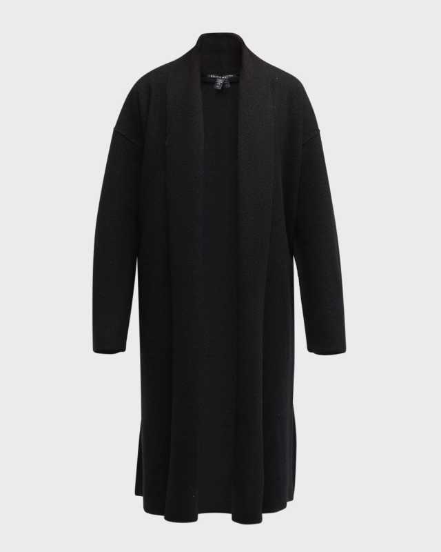 Lightweight Open-Front Boiled Wool Coat