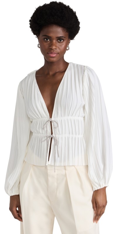 WAYF Tie Front Blouse Ivory