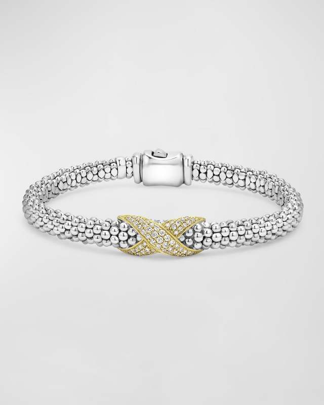 Sterling Silver and 18K Embrace Diamond Pave Rope Bracelet
