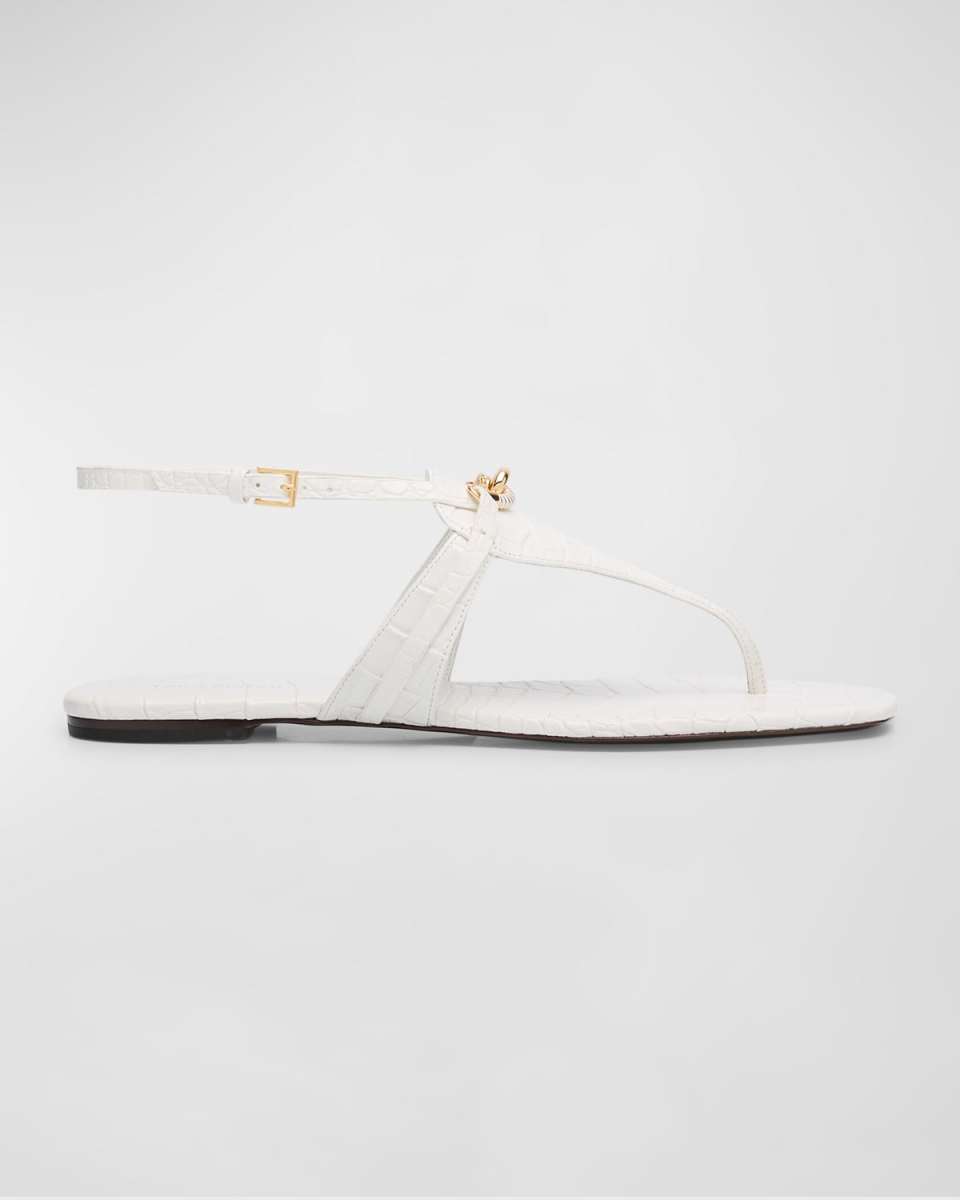 Jessa Croco Bit Chain Thong Sandals