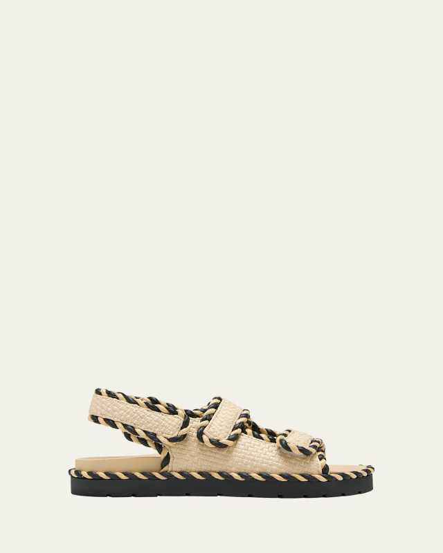 Raffia Dual-Grip Slingback Sandals