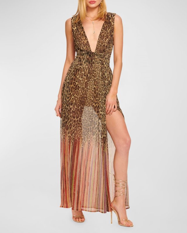 Leopard Stripe Alvina Maxi Dress