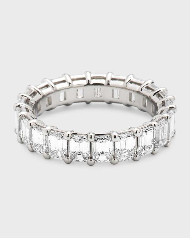 Emerald-Cut Diamond Eternity Band Ring, Size 6.75, 5.25tcw