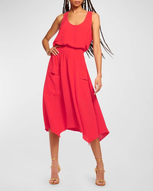 Hallie Scoop-Neck Midi Dress