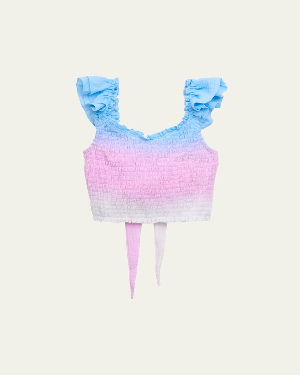 Girl's Ombre Smocked Crop Top, Size S-X
