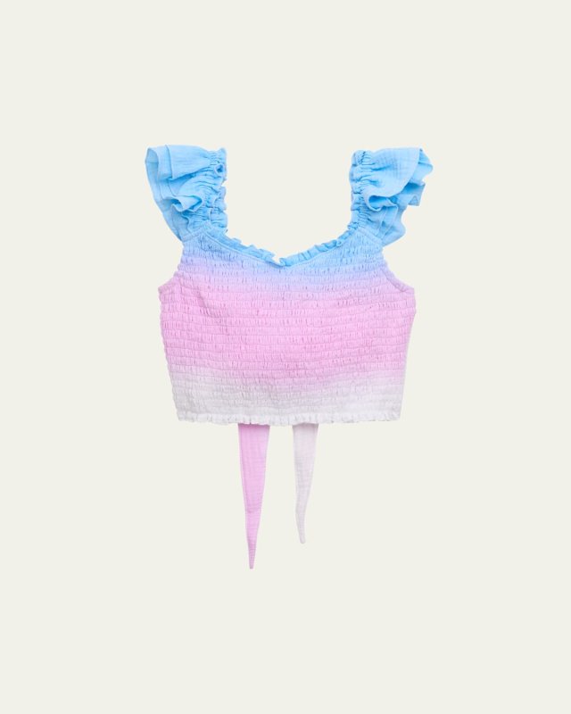 Girl's Ombre Smocked Crop Top, Size S-X