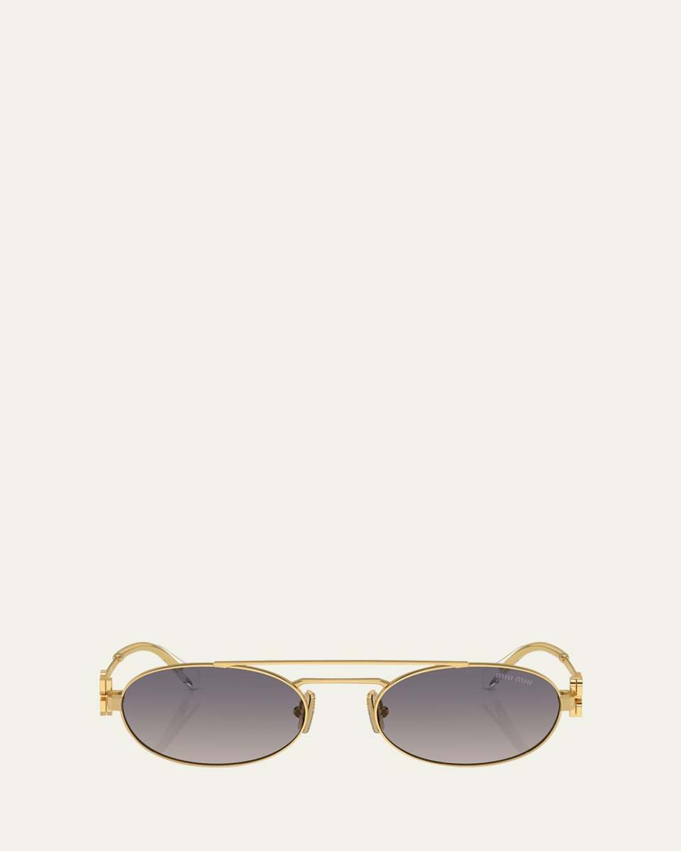 Gradient Metal Oval Sunglasses