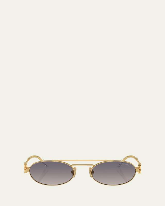 Gradient Metal Oval Sunglasses