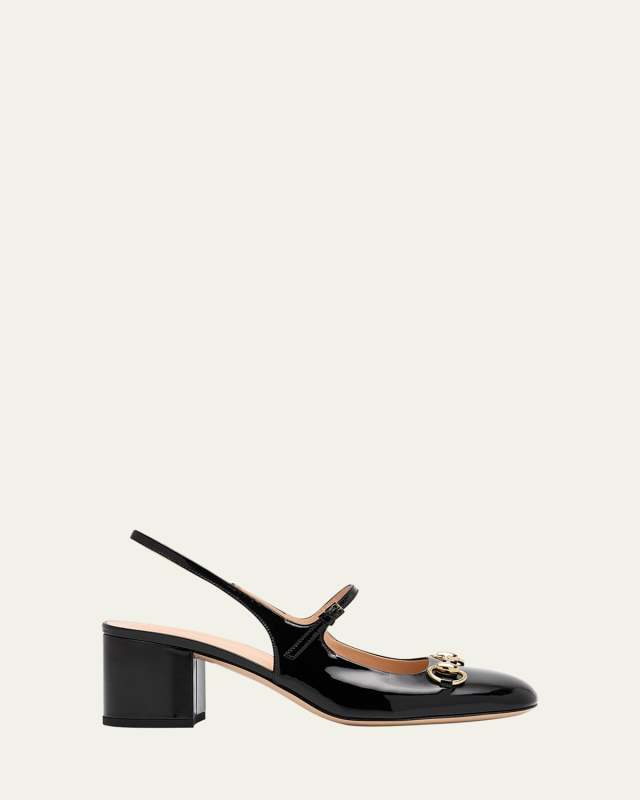 Lady Patent Bit Slingback Pumps