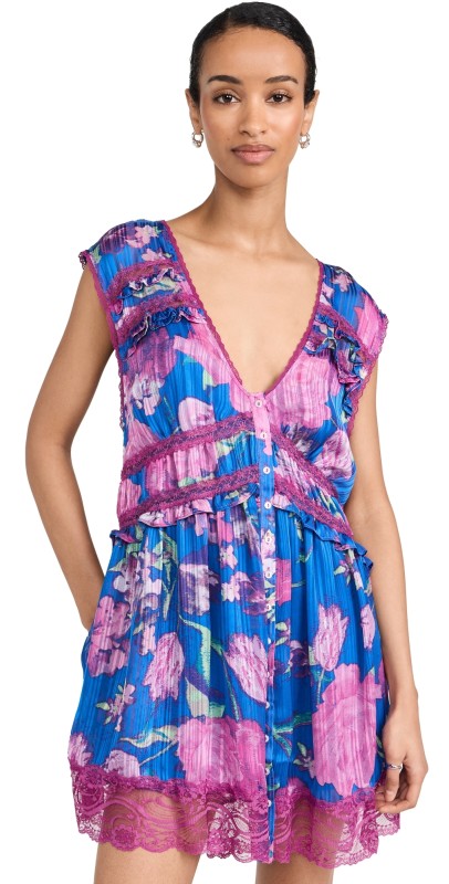 Free People Spring Fling Mini Dress Ultra Violet Combo