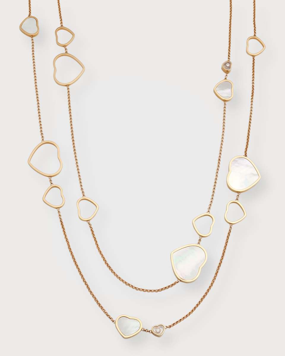 Happy Hearts 18K Rose Gold Mother-of-Pearl Station Necklace