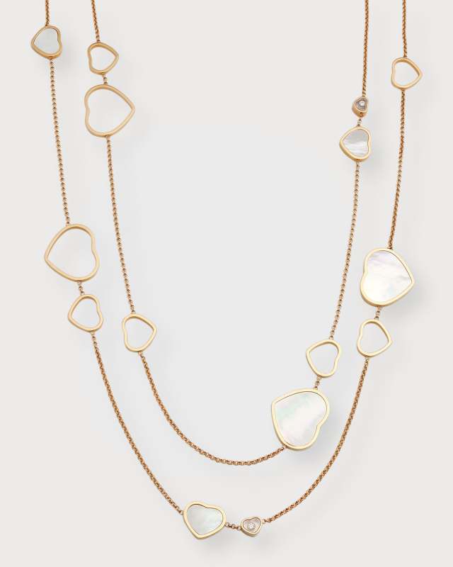 Happy Hearts 18K Rose Gold Mother-of-Pearl Station Necklace