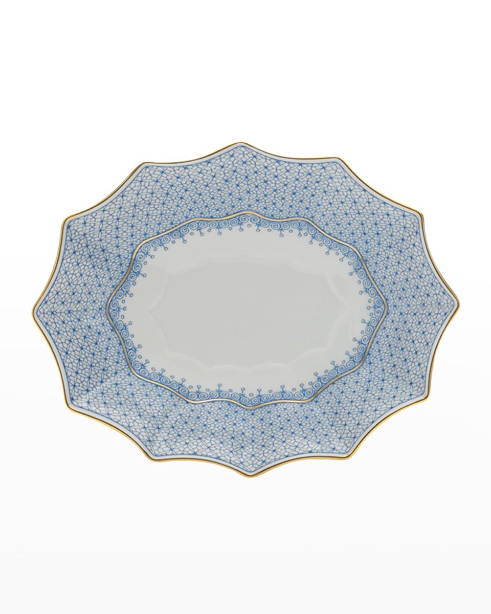 Cornflower Blue Lace Medium Serving Tray