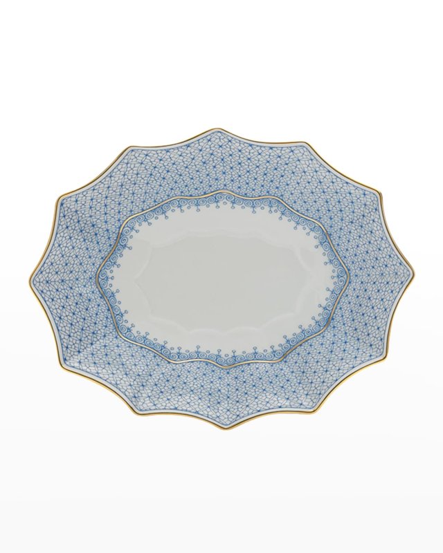 Cornflower Blue Lace Medium Serving Tray