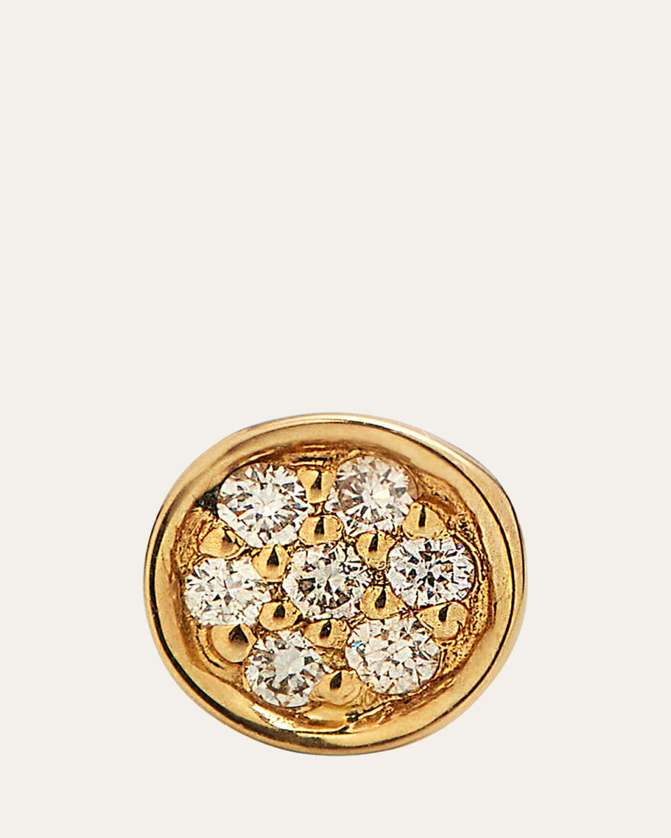 Single Pave Diamond Disc Stud Earring