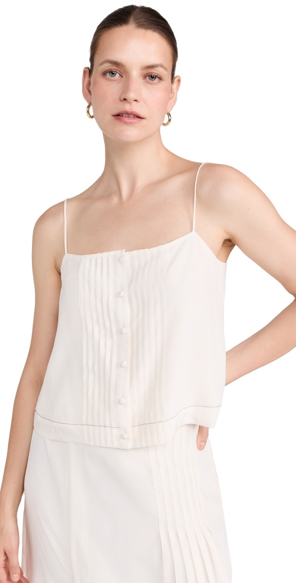 La Ligne Pintuck Detail with Spaghetti Strap Top Ivory