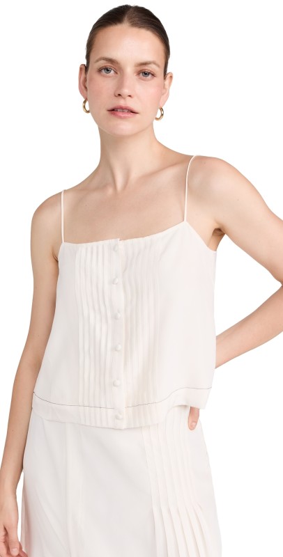 La Ligne Pintuck Detail with Spaghetti Strap Top Ivory