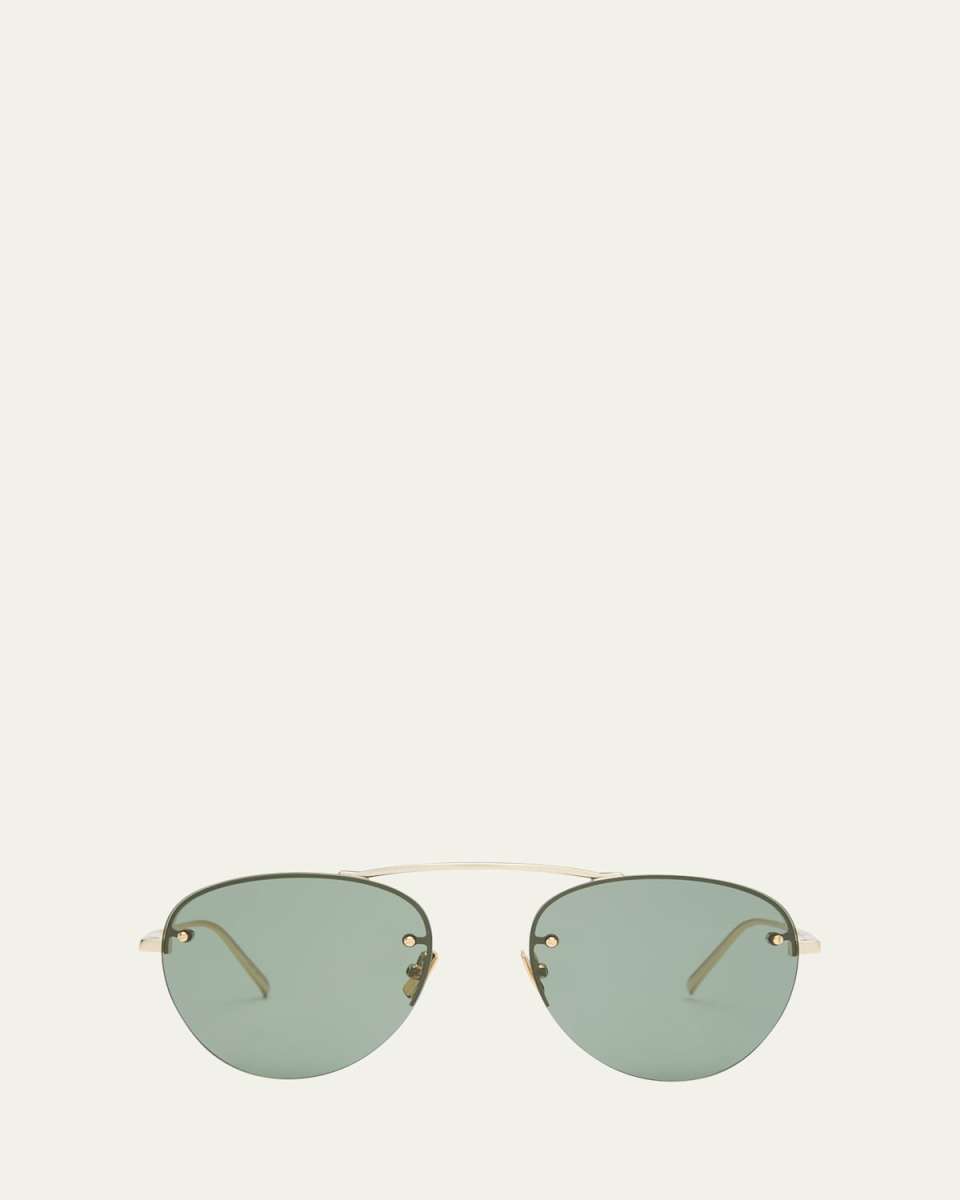 Curved Golden Zinc Alloy Aviator Sunglasses