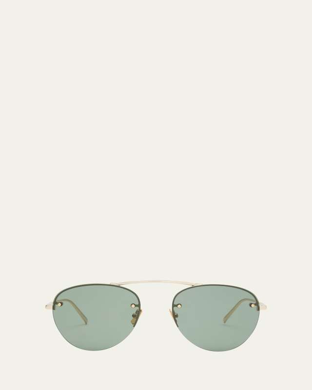 Curved Golden Zinc Alloy Aviator Sunglasses
