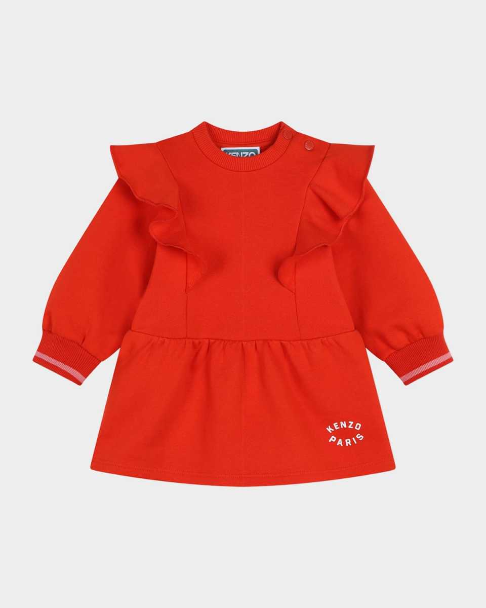Girl's Ruffle Trim Dress W/ Logo, Size 6M-