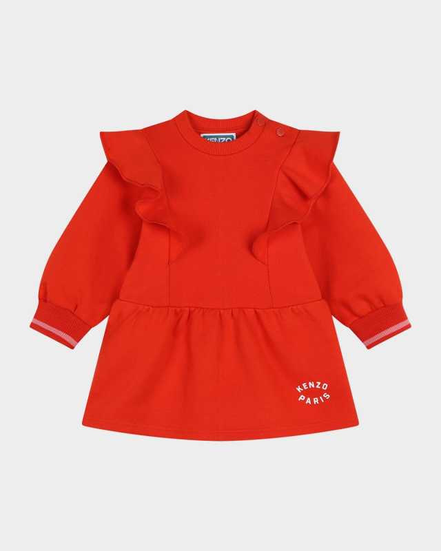Girl's Ruffle Trim Dress W/ Logo, Size 6M-