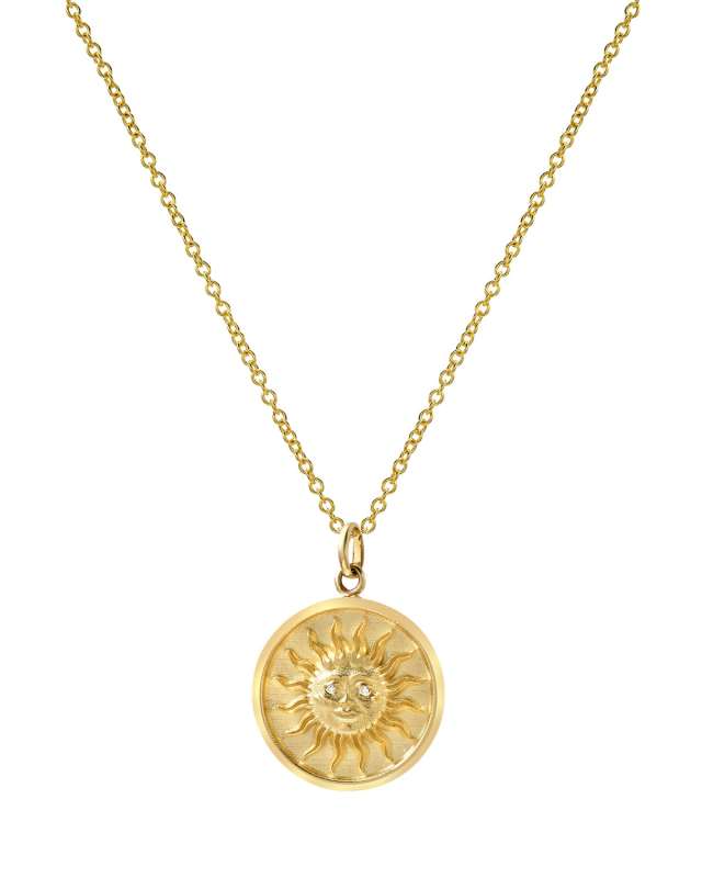 14k Diamond Sun Medallion Necklace