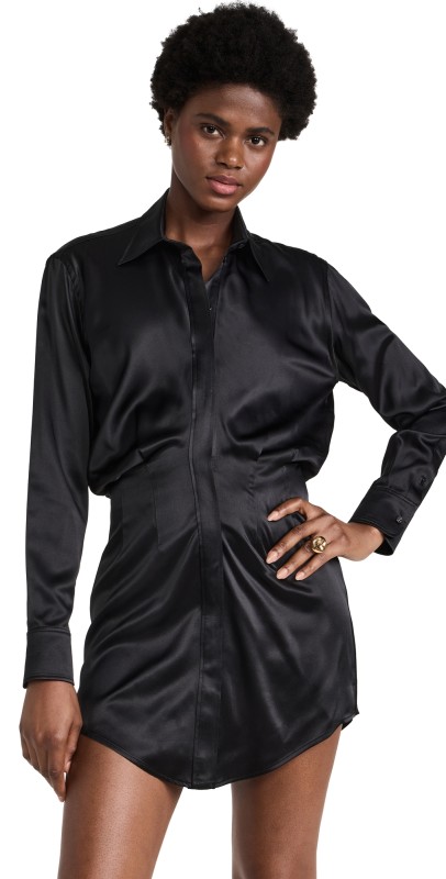 Brandon Maxwell The Nouveau Mini Shirtdress Black