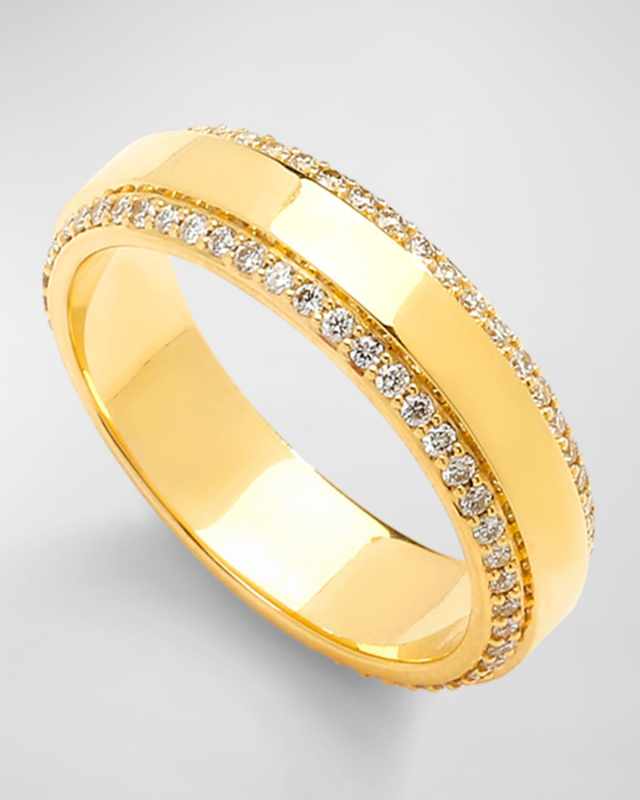 18K Yellow Gold Eternity Ring with Champagne Diamonds, Size