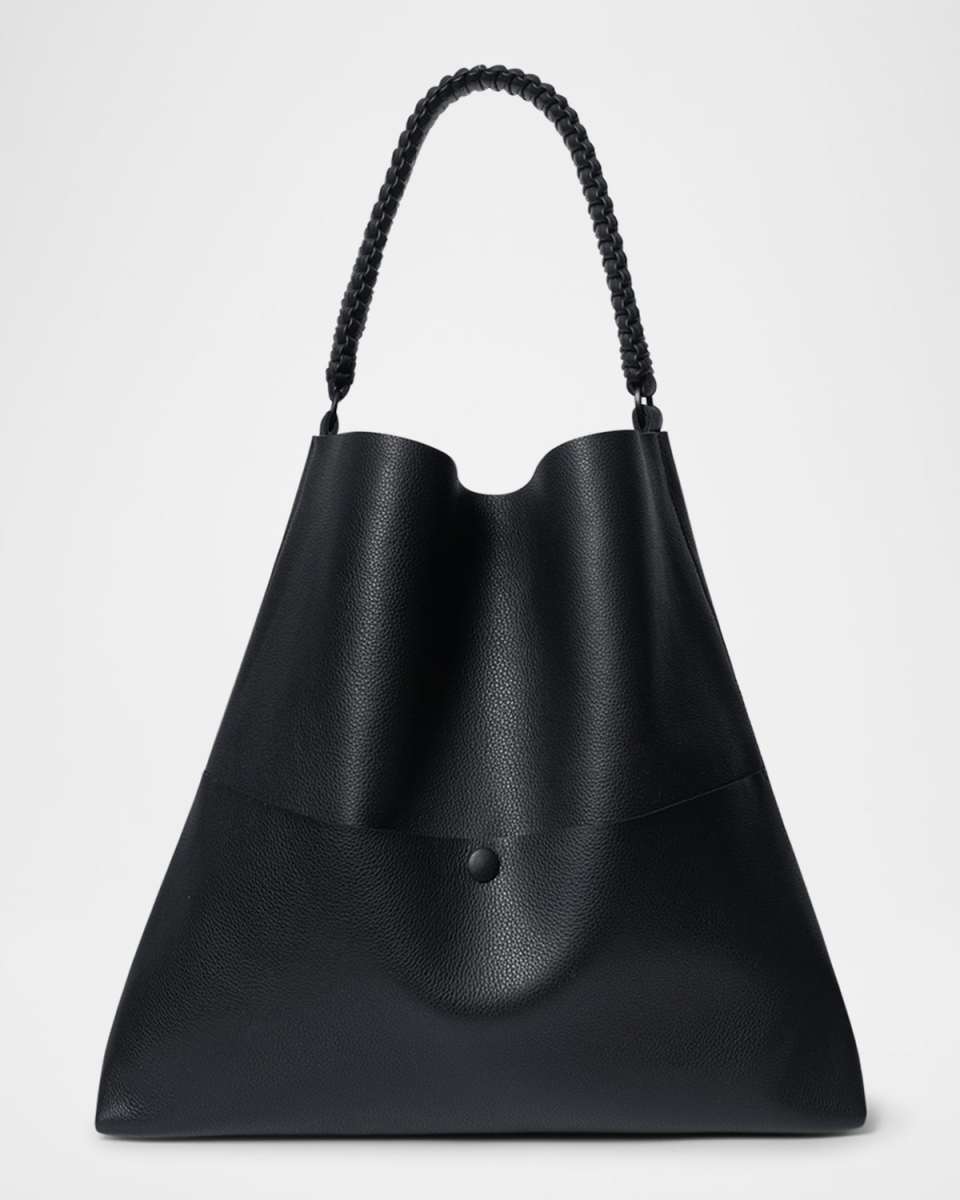 Slim Grained Leather Tote Bag