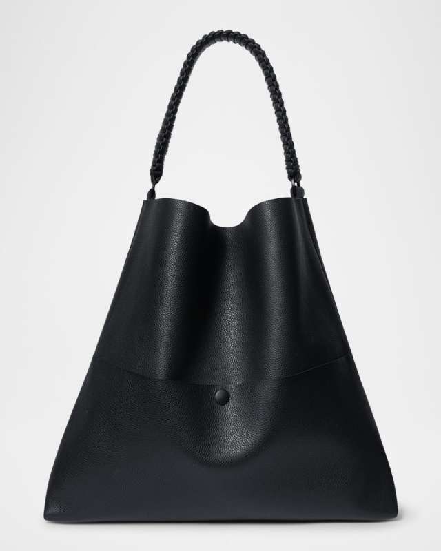Slim Grained Leather Tote Bag