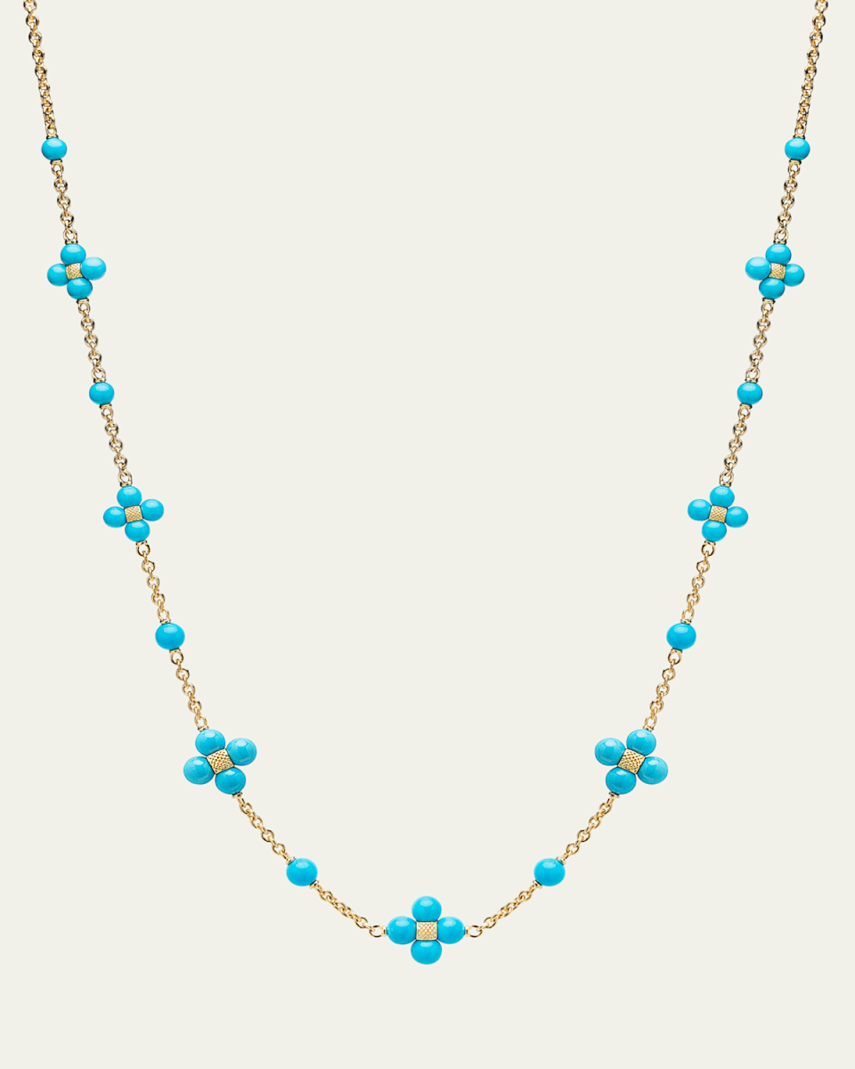 18K Yellow Gold Turquoise Sequence Necklace
