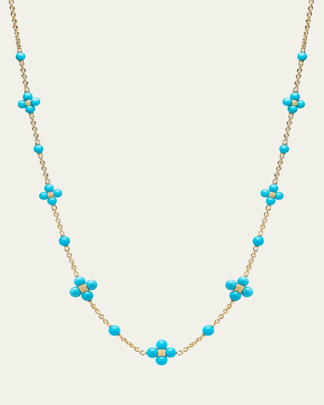 18K Yellow Gold Turquoise Sequence Necklace