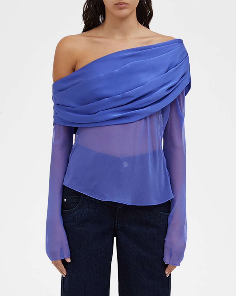 Silk Draped Off-The-Shoulder Top