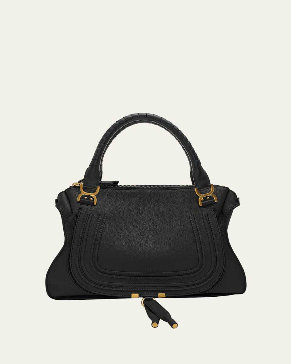 Marcie Large Double Carry Satchel in Grained Leather