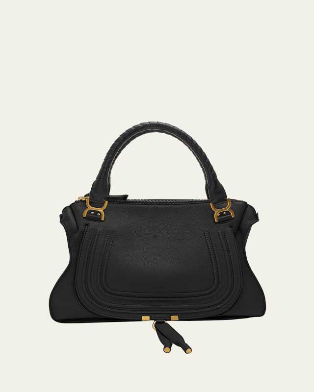 Marcie Large Double Carry Satchel in Grained Leather