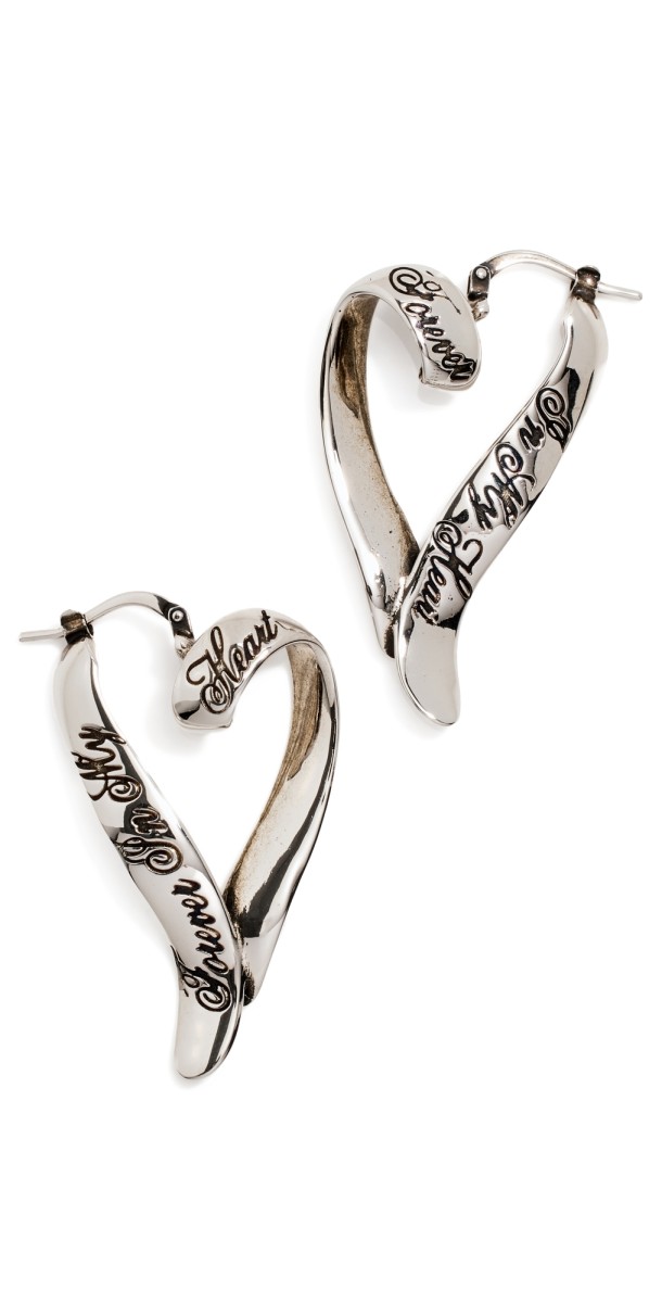 Acne Studios Agoflus Heart Earrings Antique Silver