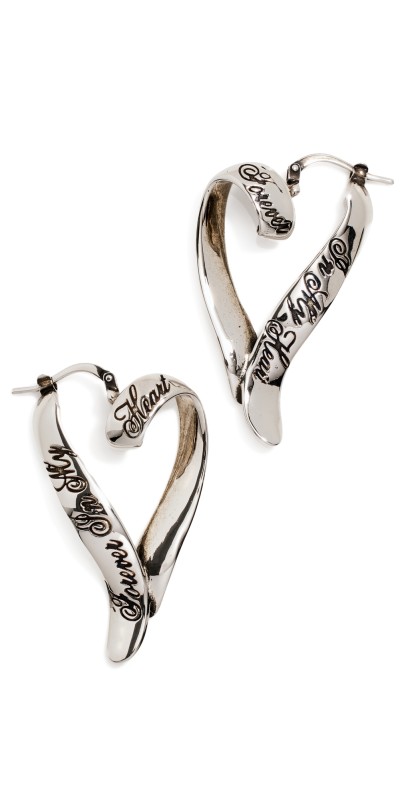 Acne Studios Agoflus Heart Earrings Antique Silver