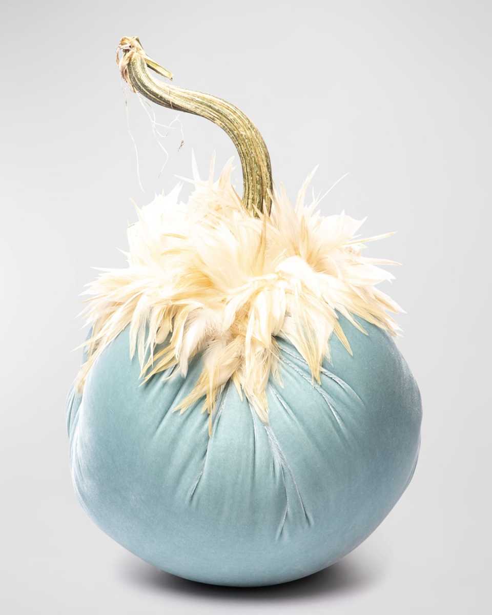 Medium Halloween Velvet Feather Pumpkin