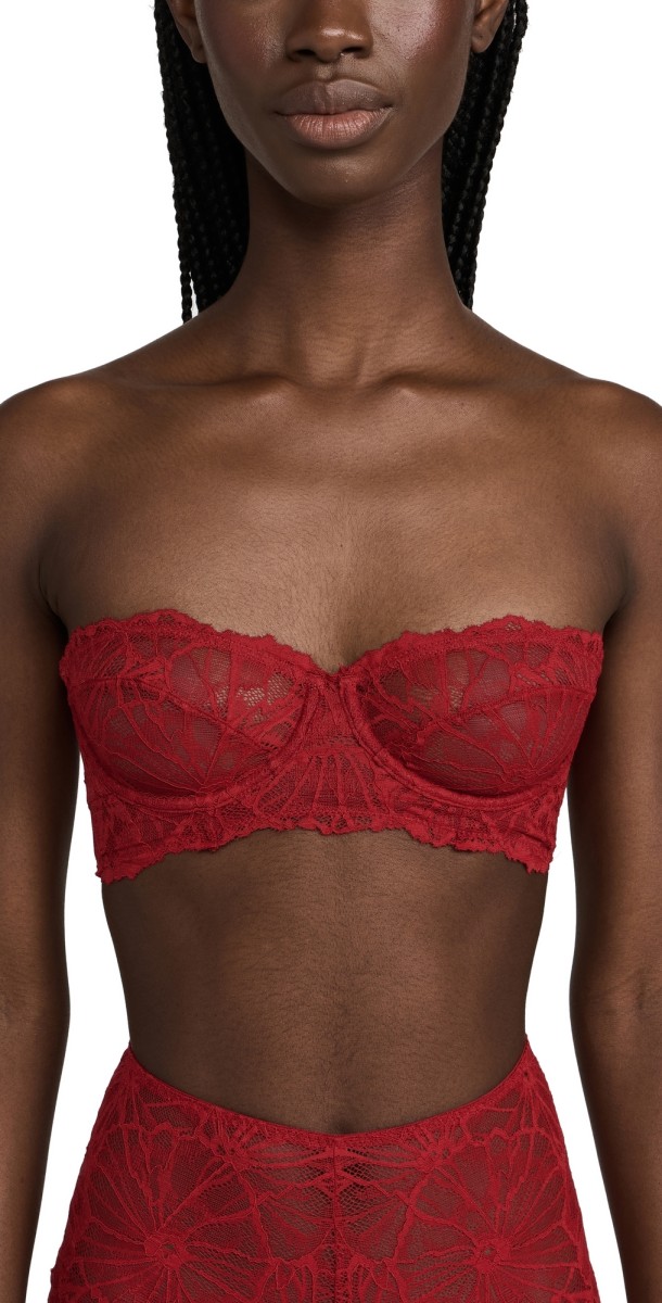 Dora Larsen Constance Graphic Lace Strapless Bra Scarlet Red